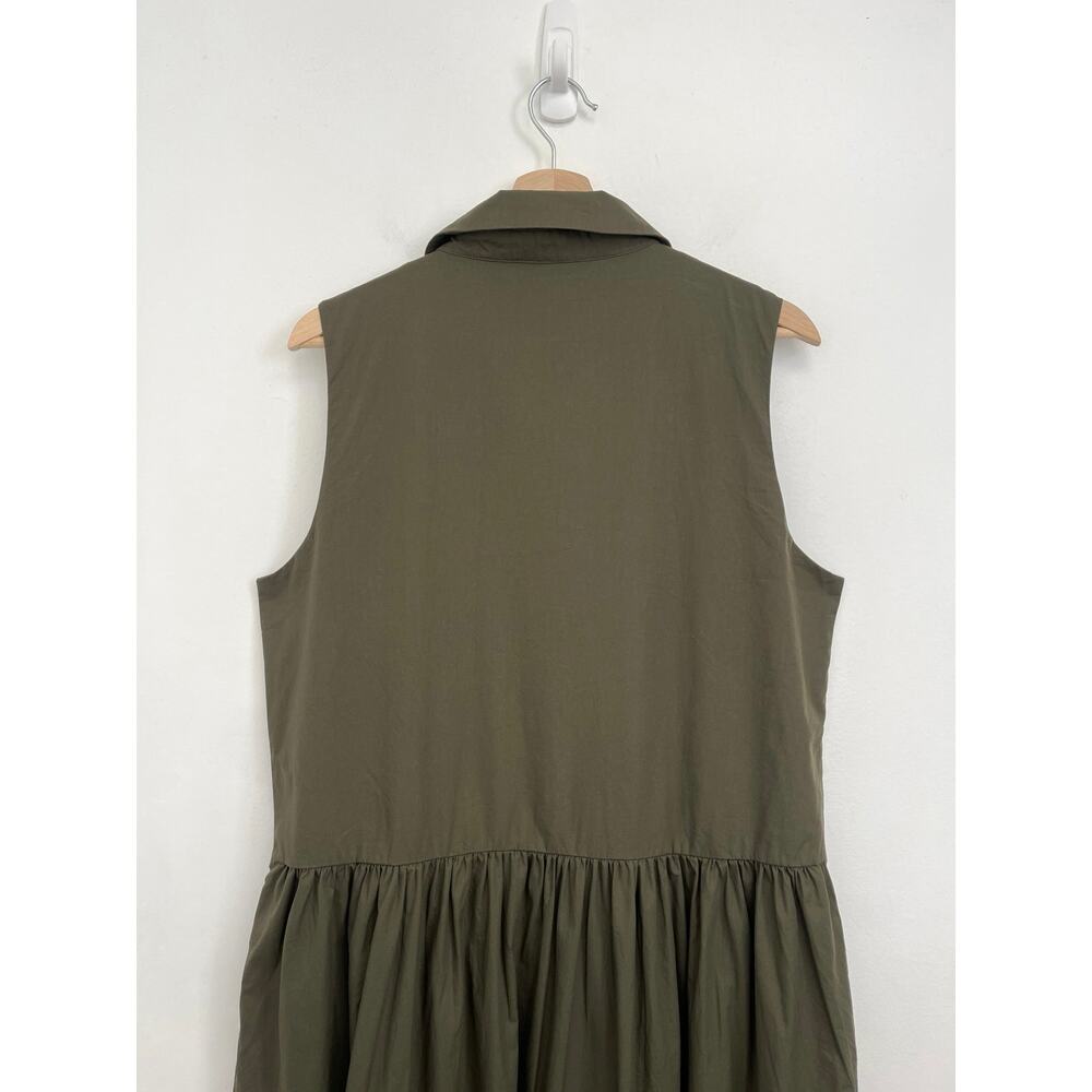 MAYE Corinne Shirtdress Poplin Cotton Relaxed A-Line Midi Dress Khaki - Large - Picture 6 of 13